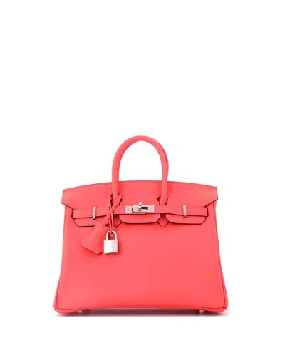 Pre-owned Pre-owned Hermes  Hermes Birkin 25 Handbag Pink Swift With Palladium Hardware