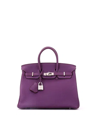 Pre-owned Pre-owned Hermes  Hermes Birkin 25 Handbag Purple Togo With Palladium Hardware In Pink