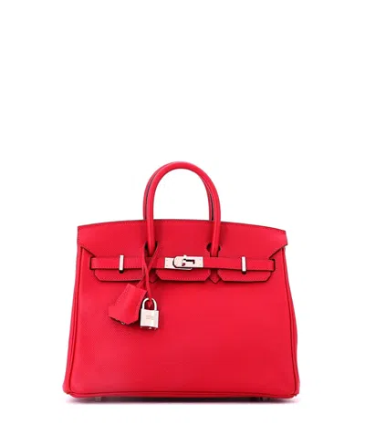 Pre-owned Pre-owned Hermes  Hermes Birkin 25 Handbag Red Epsom With Palladium Hardware