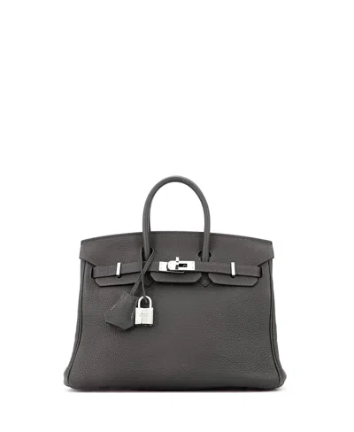 Pre-owned Pre-owned Hermes  Hermes Birkin 25 Leather Satchel In Vert Maquis