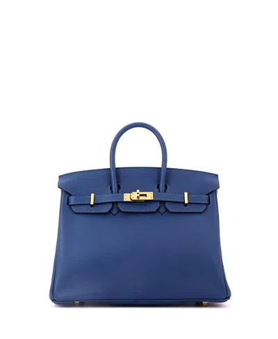 Pre-owned Pre-owned Hermes  Hermes Birkin 25 Novillo Leather Satchel In Deep Blue