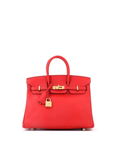 Pre-owned Pre-owned Hermes  Hermes Birkin 25 Swift Leather & Gold Tone Hardware Satchel In Rouge Tomate