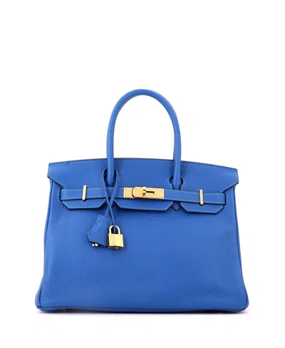 Pre-owned Pre-owned Hermes  Hermes Birkin 30 Clemence Gold Tone Satchel In Mykonos