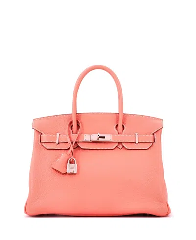 Pre-owned Pre-owned Hermes  Hermes Birkin 30 Clemence Leather Palladium Hardware Satchel In Crevette
