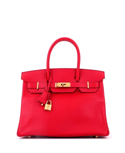 Pre-owned Pre-owned Hermes  Hermes Birkin 30 Epsom Leather Gold Tone Handbag In Rouge Vif