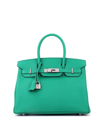Pre-owned Pre-owned Hermes  Hermes Birkin 30 Epsom Leather Satchel In Vert Jade