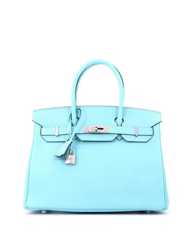 Pre-owned Pre-owned Hermes  Hermes Birkin 30 Epsom Leather Tote In Bleu Atoll
