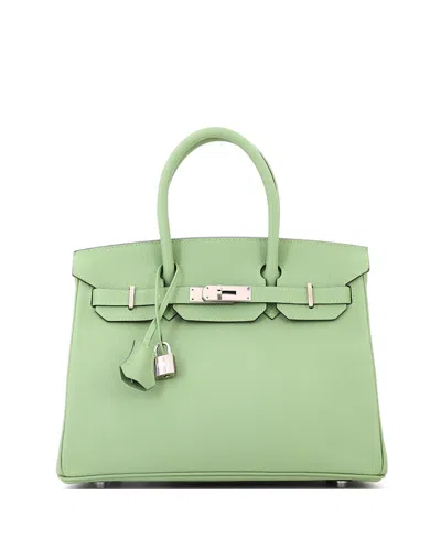 Pre-owned Pre-owned Hermes  Hermes Birkin 30 Epsom Leather Tote In Vert Criquet
