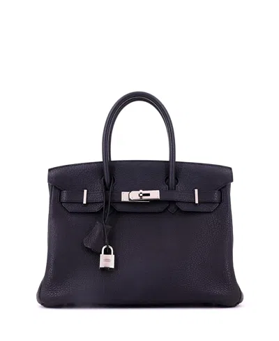 Pre-owned Pre-owned Hermes  Hermes Birkin 30 Handbag Black Fjord With Palladium Hardware In Noir