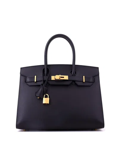 Pre-owned Pre-owned Hermes  Hermes Birkin 30 Handbag Black Madame With Gold Hardware In Noir