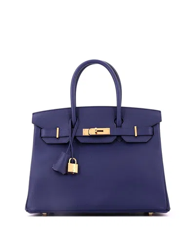 Pre-owned Pre-owned Hermes  Hermes Birkin 30 Handbag Blue Epsom With Gold Hardware In Bleu Saphir