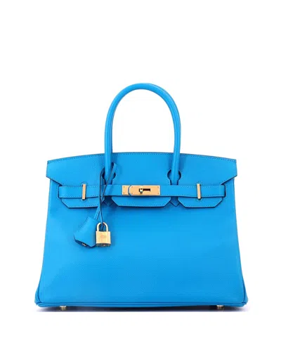 Pre-owned Pre-owned Hermes  Hermes Birkin 30 Handbag Blue Epsom With Gold Hardware In Bleu Zanzibar