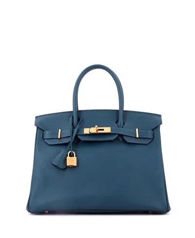 Pre-owned Pre-owned Hermes  Hermes Birkin 30 Handbag Blue Epsom With Gold Hardware In Colvert