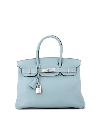 Pre-owned Pre-owned Hermes  Hermes Birkin 30 Handbag Blue Swift With Palladium Hardware