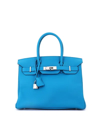 Pre-owned Pre-owned Hermes  Hermes Birkin 30 Handbag Blue Togo With Palladium Hardware