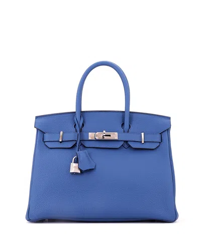 Pre-owned Pre-owned Hermes  Hermes Birkin 30 Handbag Blue Togo With Palladium Hardware In Bleu France