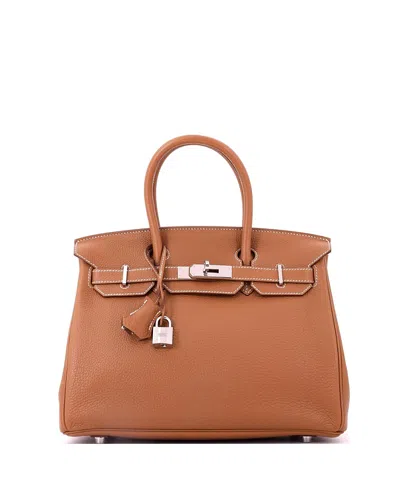 Pre-owned Pre-owned Hermes  Hermes Birkin 30 Handbag Brown Togo With Palladium Hardware In Gold