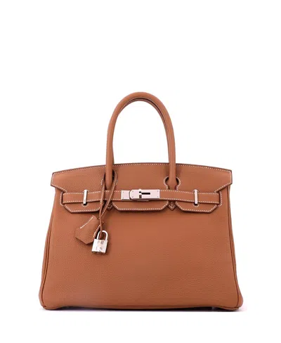Pre-owned Pre-owned Hermes  Hermes Birkin 30 Handbag Brown Togo With Palladium Hardware In Gold