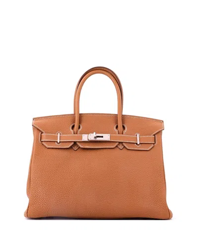 Pre-owned Pre-owned Hermes  Hermes Birkin 30 Handbag Brown Togo With Palladium Hardware In Gold