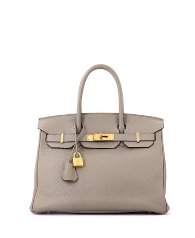 Pre-owned Pre-owned Hermes  Hermes Birkin 30 Handbag Green Clemence With Gold Hardware