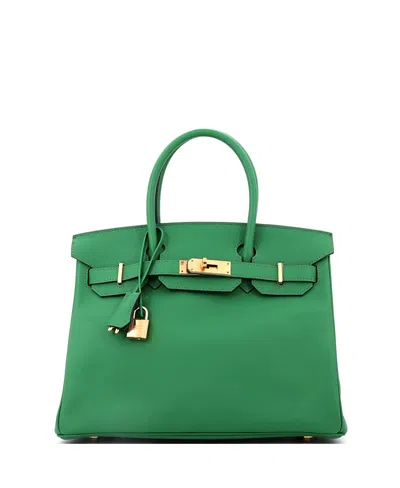 Pre-owned Pre-owned Hermes  Hermes Birkin 30 Handbag Green Epsom With Gold Hardware