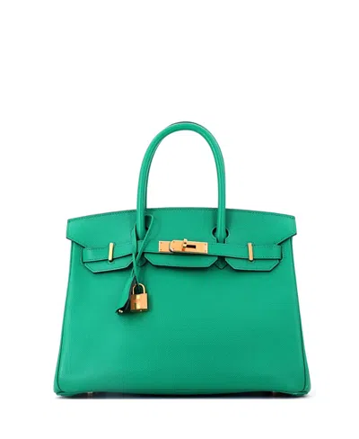 Pre-owned Pre-owned Hermes  Hermes Birkin 30 Handbag Green Epsom With Gold Hardware