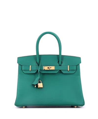 Pre-owned Pre-owned Hermes  Hermes Birkin 30 Handbag Green Epsom With Gold Hardware In Malachite