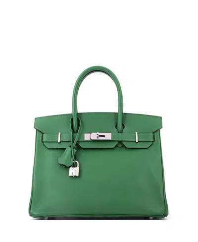 Pre-owned Pre-owned Hermes  Hermes Birkin 30 Handbag Green Epsom With Palladium Hardware