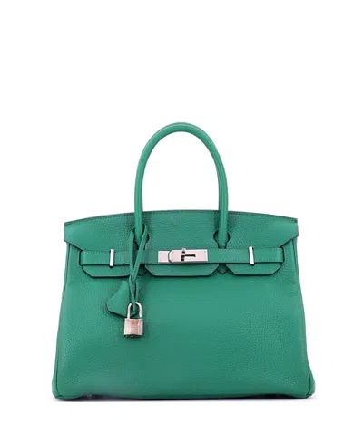 Pre-owned Pre-owned Hermes  Hermes Birkin 30 Handbag Green Togo With Palladium Hardware In Vert Vertigo
