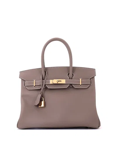 Pre-owned Pre-owned Hermes  Hermes Birkin 30 Handbag Grey Epsom With Gold Hardware In Brown