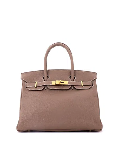 Pre-owned Pre-owned Hermes  Hermes Birkin 30 Handbag Grey Togo With Gold Hardware In Brown