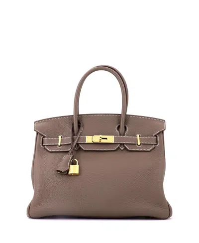 Pre-owned Pre-owned Hermes  Hermes Birkin 30 Handbag Grey Togo With Gold Hardware In Brown