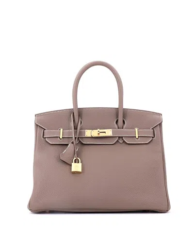 Pre-owned Pre-owned Hermes  Hermes Birkin 30 Handbag Grey Togo With Gold Hardware In Etoupe