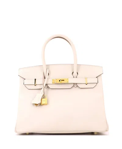 Pre-owned Pre-owned Hermes  Hermes Birkin 30 Handbag Light Epsom With Gold Hardware In Craie