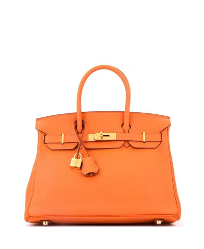 Pre-owned Pre-owned Hermes  Hermes Birkin 30 Handbag Orange Clemence With Gold Hardware In Orange H