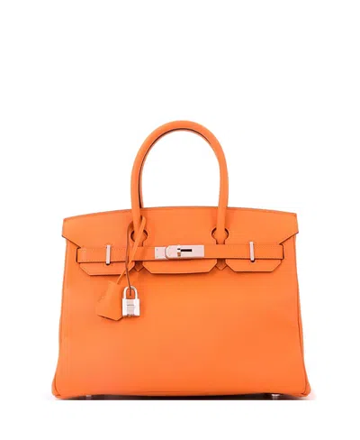 Pre-owned Pre-owned Hermes  Hermes Birkin 30 Handbag Orange Epsom With Palladium Hardware