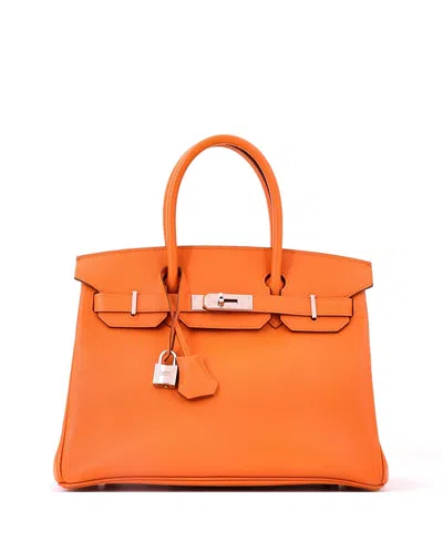 Pre-owned Pre-owned Hermes  Hermes Birkin 30 Handbag Orange Epsom With Palladium Hardware
