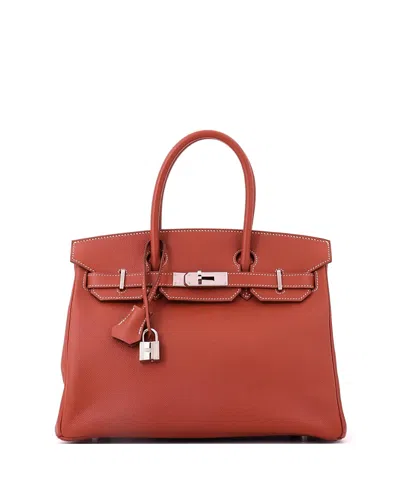 Pre-owned Pre-owned Hermes  Hermes Birkin 30 Handbag Orange Epsom With Palladium Hardware In Brown