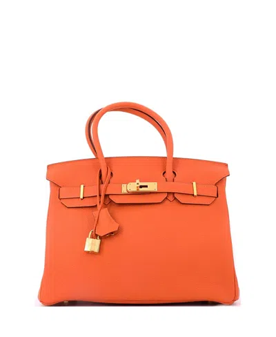 Pre-owned Pre-owned Hermes  Hermes Birkin 30 Handbag Orange Togo With Gold Hardware
