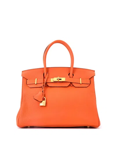 Pre-owned Pre-owned Hermes  Hermes Birkin 30 Handbag Orange Togo With Gold Hardware In Orange H