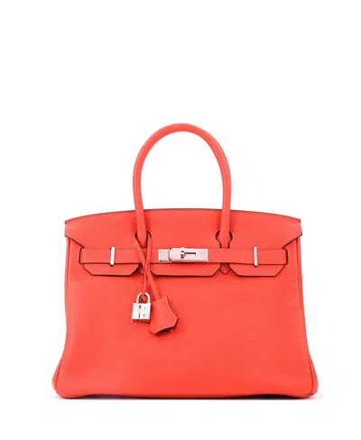 Pre-owned Pre-owned Hermes  Hermes Birkin 30 Handbag Orange Togo With Palladium Hardware
