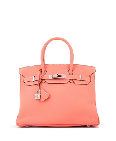Pre-owned Pre-owned Hermes  Hermes Birkin 30 Handbag Pink Clemence With Palladium Hardware