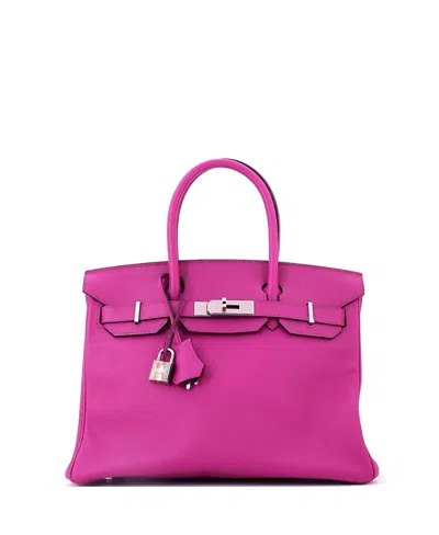 Pre-owned Pre-owned Hermes  Hermes Birkin 30 Handbag Pink Epsom With Palladium Hardware In Purple