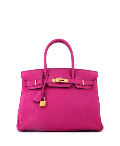 Pre-owned Pre-owned Hermes  Hermes Birkin 30 Handbag Pink Togo With Gold Hardware In Purple