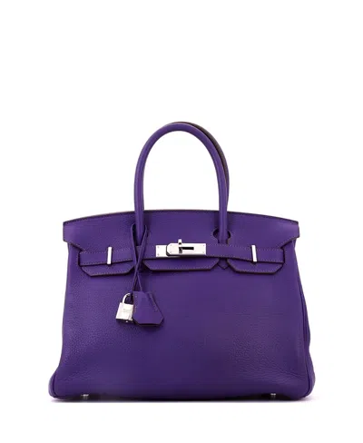 Pre-owned Pre-owned Hermes  Hermes Birkin 30 Handbag Purple Clemence With Palladium Hardware