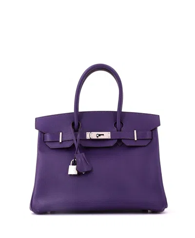 Pre-owned Pre-owned Hermes  Hermes Birkin 30 Handbag Purple Epsom With Palladium Hardware