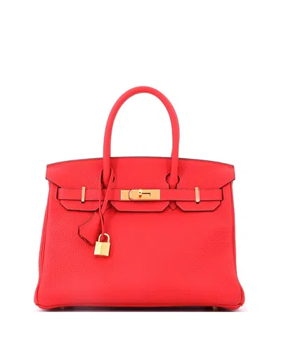 Pre-owned Pre-owned Hermes  Hermes Birkin 30 Handbag Red Clemence With Gold Hardware