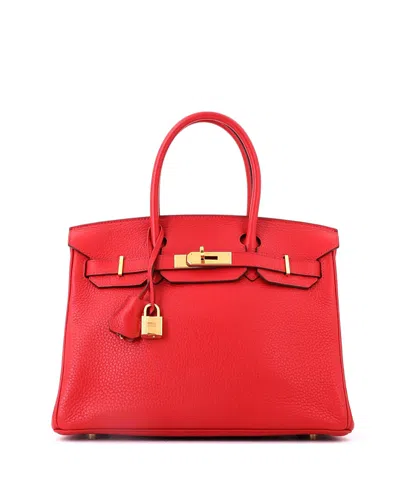 Pre-owned Pre-owned Hermes  Hermes Birkin 30 Handbag Red Clemence With Gold Hardware
