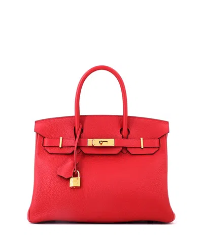 Pre-owned Pre-owned Hermes  Hermes Birkin 30 Handbag Red Clemence With Gold Hardware In Rouge Casaque