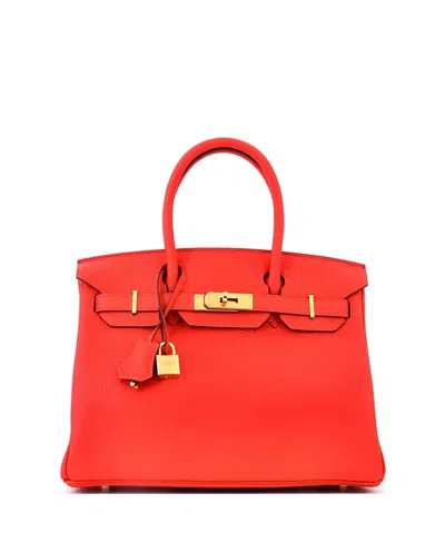Pre-owned Pre-owned Hermes  Hermes Birkin 30 Handbag Red Clemence With Gold Hardware In Rouge Tomate